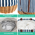 Alfresco 4 Person Picnic Basket Cooler Bag Wooden Blanket Set
