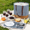 Alfresco 4 Person Picnic Basket Cooler Bag Wooden Blanket Set