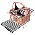 Alfresco 4 Person Picnic Basket Set Insulated Outdoor Blanket