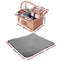 Alfresco 4 Person Picnic Basket Set Insulated Outdoor Blanket