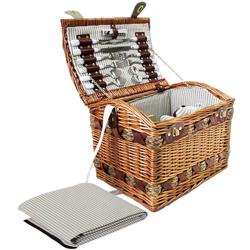Alfresco 4 Person Picnic Basket Set with Blanket Storage