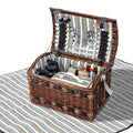 Alfresco 4 Person Picnic Basket Wooden Cooler Blanket Insulated