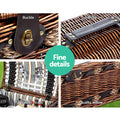 Alfresco 4 Person Picnic Basket Wooden Cooler Blanket Insulated