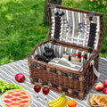 Alfresco 4 Person Picnic Basket Wooden Cooler Blanket Insulated