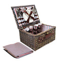 Alfresco 4 Person Picnic Basket Insulated Cooler Blanket Set