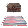 Alfresco 4 Person Picnic Basket Insulated Cooler Blanket Set