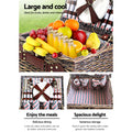 Alfresco 4 Person Picnic Basket Insulated Cooler Blanket Set
