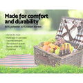Alfresco 4 Person Picnic Basket Insulated Cooler Blanket Set