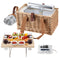 Alfresco 4 Person Picnic Basket Set Table Blanket Cooler Wood