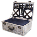 Alfresco 6 Person Picnic Basket Set Cooler Insulated Blanket Navy