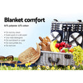 Alfresco 6 Person Picnic Basket Set Cooler Insulated Blanket Navy