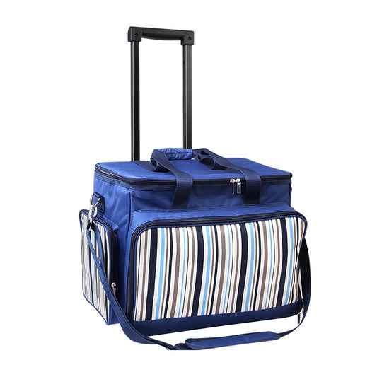 Alfresco 6 Person Picnic Basket Trolley Insulated Bag Wheels