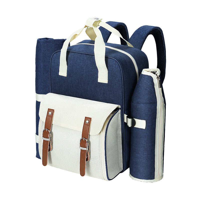 Alfresco 4 Person Picnic Basket Backpack Insulated Blue