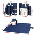 Alfresco 4 Person Picnic Basket Backpack Insulated Blue