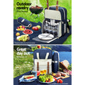 Alfresco 4 Person Picnic Basket Backpack Insulated Blue