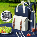 Alfresco 4 Person Picnic Basket Backpack Insulated Blue