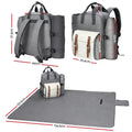 Alfresco 4 Person Picnic Basket Backpack Insulated Grey