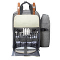 Alfresco 4 Person Picnic Basket Backpack Insulated Grey