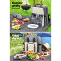 Alfresco 4 Person Picnic Basket Backpack Insulated Grey