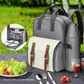 Alfresco 4 Person Picnic Basket Backpack Insulated Grey