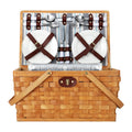 Picnic Basket Set 4 Person Wooden Cooler Bag Blanket Outdoor