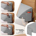 Giselle Double Bed Wedge Pillow For Headboard, Close Gap And Stop Pillows Sliding, Perfect For Dorm Or Tatami Reading, 25D Foam Mattress Gap Filler With 2 Side Pockets, Washable 110gsm Cover