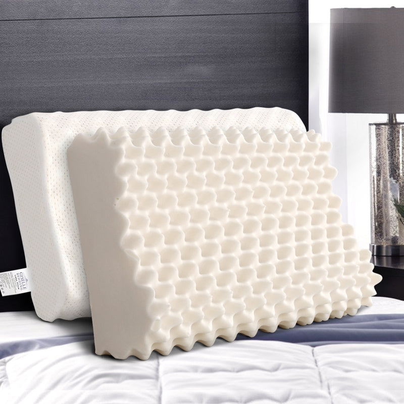 Giselle Natural Latex Pillow Twin Pack QUEEN Size