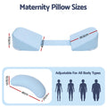 Giselle Bedding Memory Foam Pregnancy Pillow Adjustable with Concave Curve Design, Support for Back, Belly, and Hips, Blue