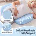 Giselle Bedding Memory Foam Pregnancy Pillow Adjustable with Concave Curve Design, Support for Back, Belly, and Hips, Blue