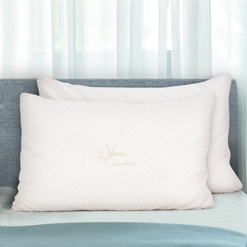 Giselle Memory Foam Pillow Bamboo Cover Twin Pack