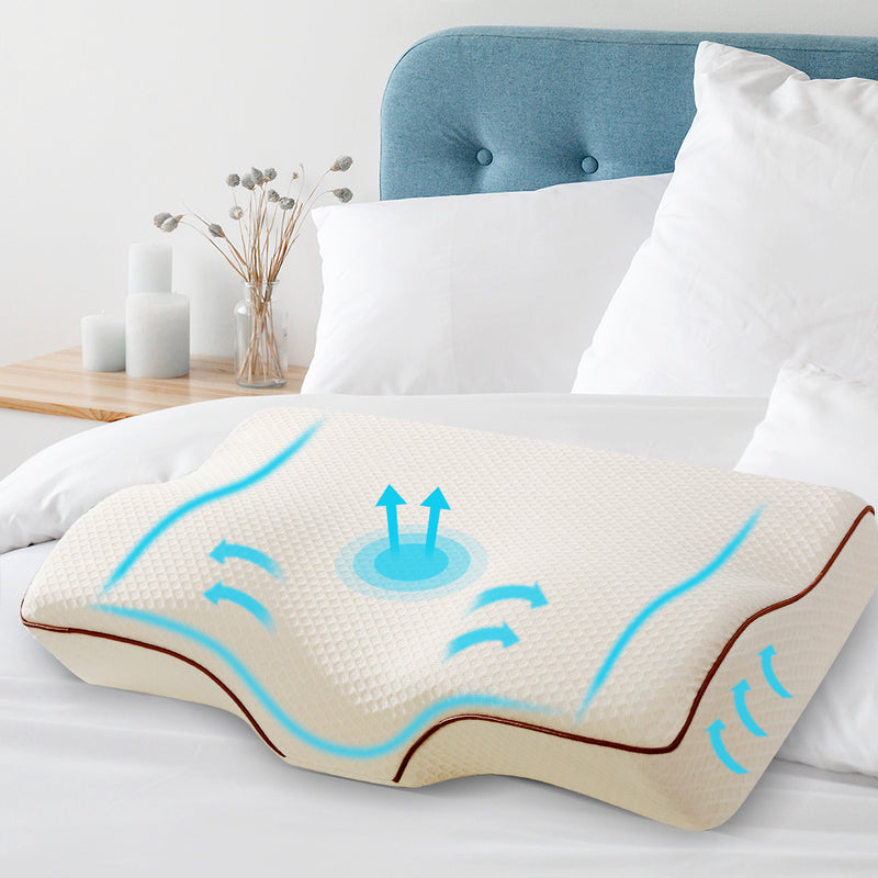Giselle Memory Foam Cervical Pillow Butterfly Neck Support White