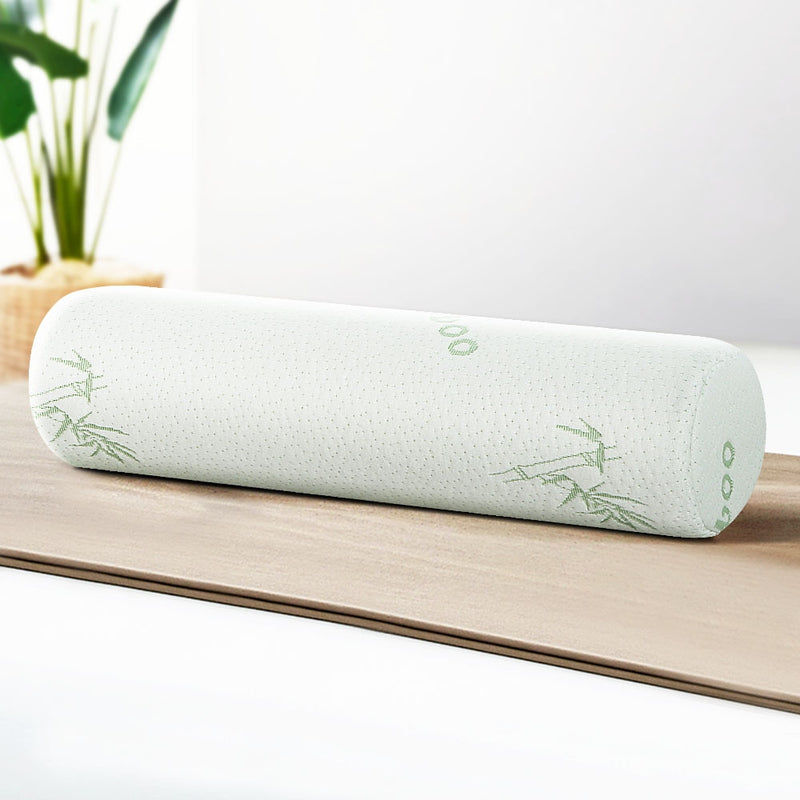 Giselle Memory Foam Neck Roll Pillow Bamboo Cover