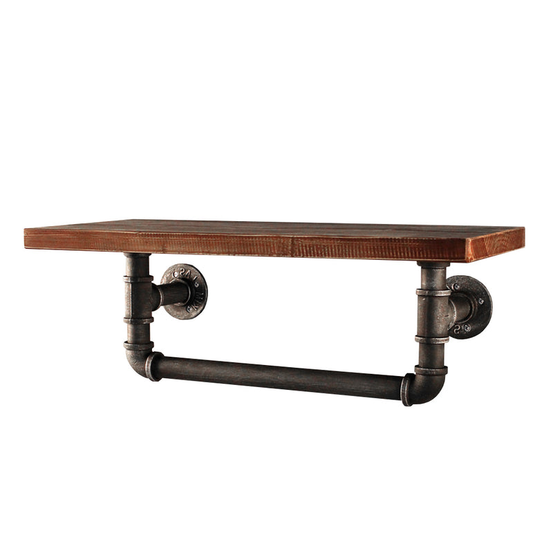 Artiss Floating Pipe Shelf DIY Industrial Black Metal Wood