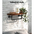 Artiss Floating Pipe Shelf DIY Industrial Black Metal Wood
