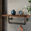 Artiss Floating Pipe Shelf DIY Industrial Black Metal Wood