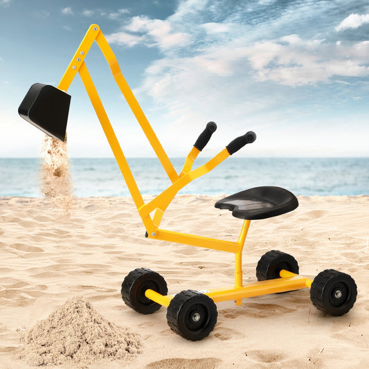 Keezi Kids Ride On Bulldozer Digger Sandpit Toy Rotate Seat Yellow