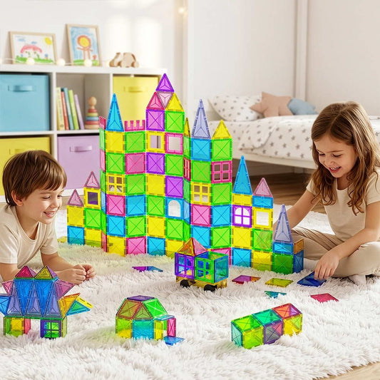 Keezi 100pc Kids Magnetic Tiles Blocks Building Educational Toys