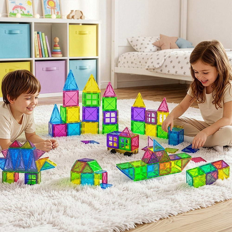 Keezi 120pc Magnetic Tiles Building Blocks Kids Educational Toys