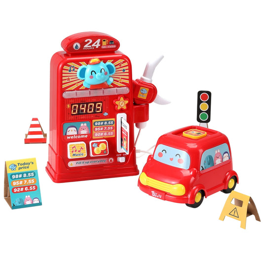 Keezi Kids Petrol Station Pump Pretend Play Toy Car Music Playset