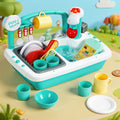 Keezi Kids Kitchen Play Set Sink Dishwasher Green Pretend Toys