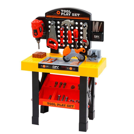 Keezi Kids Workbench 54pc Tools Black DIY Role Play Toy Set