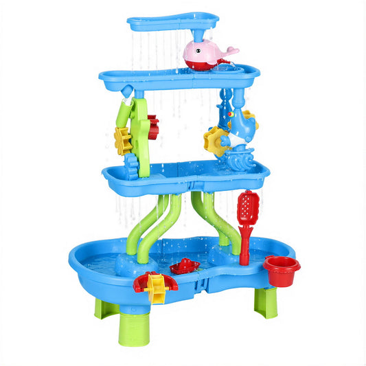 Keezi Kids Sand Water Table 4-Tier Waterfall Sandpit Beach Toys