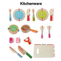 Keezi Wooden Kids Play Kitchen Set with Pots Pans Utensils Food