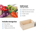 Keezi Wooden Kids Play Kitchen Set with Pots Pans Utensils Food