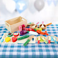 Keezi Wooden Kids Play Kitchen Set with Pots Pans Utensils Food