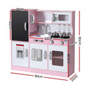 Keezi Wooden Play Kitchen 80cm Pink Kids Cooking Toys Oven Pots