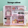 Keezi Wooden Play Kitchen 80cm Pink Kids Cooking Toys Oven Pots