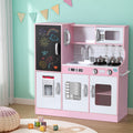 Keezi Wooden Play Kitchen 80cm Pink Kids Cooking Toys Oven Pots