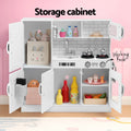 Keezi Wooden Play Kitchen 80cm White Pretend Cooking Set Kids
