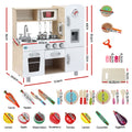 Keezi Kids Wooden Pretend Kitchen Playset with 29pc Cutting Food Set